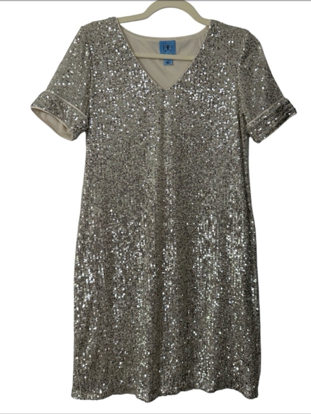 CeCe Gold Sequin Short Sleeve Mini Dress‎